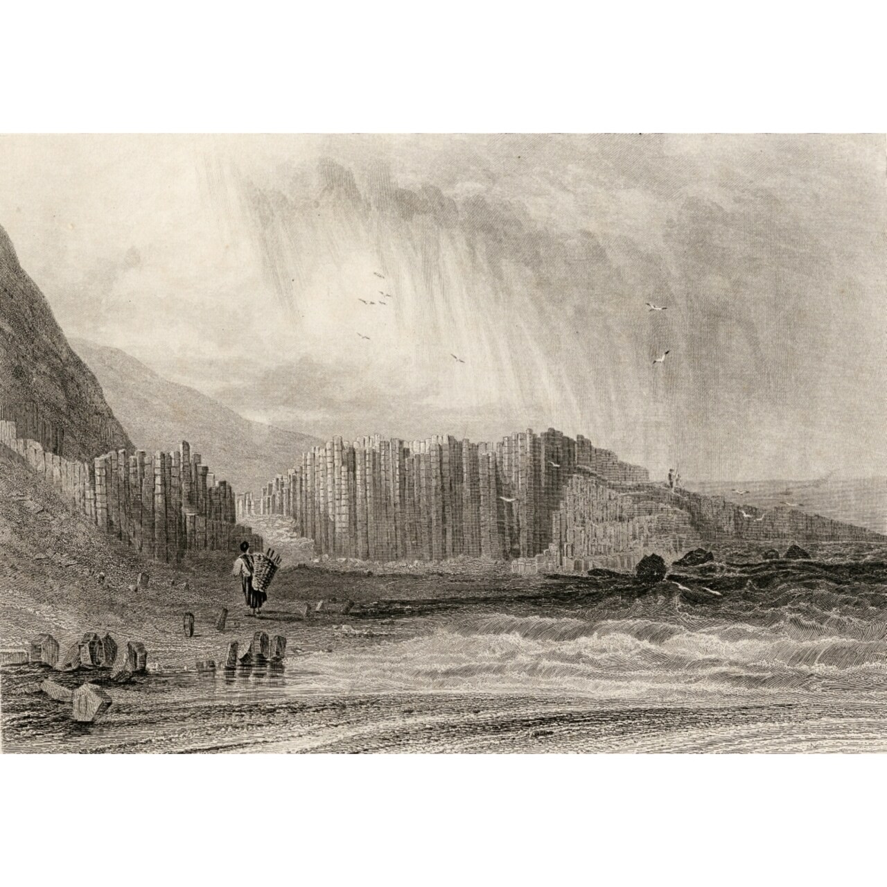Posterazzi Giants Causeway County Antrim Northern Ireland. Drawn By A. Nicholl Engraved By E. Radclyffe. Poster Print